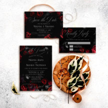 Elegant Black and Red Floral Wedding Suite