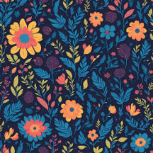 Floral Pattern With Black Background