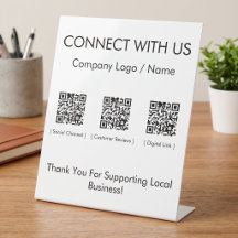Modern Minimalist Business QR Code Tabletop Signs