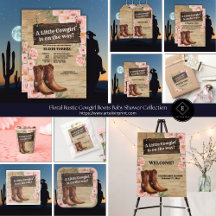 Floral Rustic Cowgirl Boots Baby Shower Collection