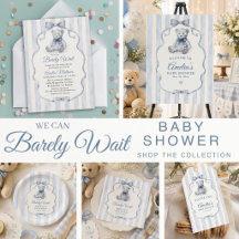 Blue Teddy Bear Watercolor Baby Shower