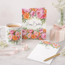 ELEGANT PINK PEONIES FLORAL BIRTHDAY GIFT SET