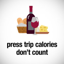 press trip calories don't count (wine/cheese)