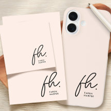 Cute Script Monogram Blush Pink Modern Gift Ideas