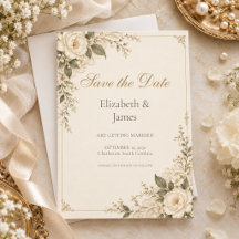 Vintage Ivory Heirloom Lace Floral Romance Wedding