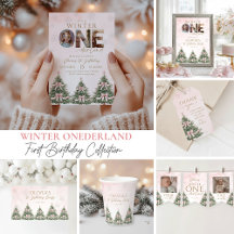 Winter Onederland Pines & Bows Girl 1st Birthday