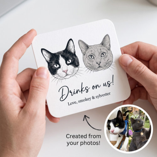 Coaster (Square) - Before/After: the personalized paper coaster with smokey & sylvester's portrait