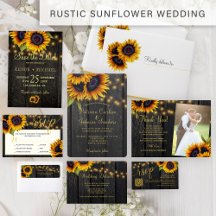 Rustic country sunflower barn wood wedding suite