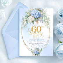 Blue hydrangea eucalyptus gold 60th birthday 39-60