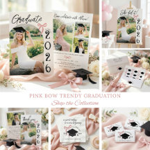Trendy Pink Bow Graduation 