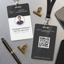 Modern Minimalist Employee Photo ID Badges QR Code