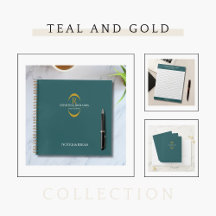 Modern Gold Teal Monogram