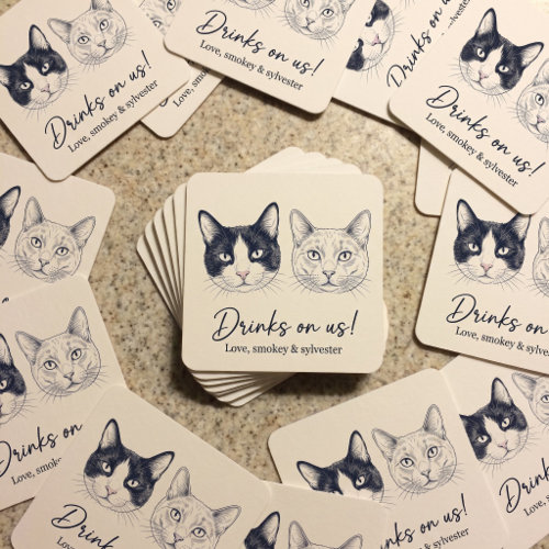Coasters (Square) UGC 3: the personalized paper coaster with smokey & sylvester's portrait