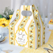 Sunflowers stripped wavy bow border bridal shower