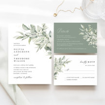 Sage Green Watercolor Botanical Wedding Suite