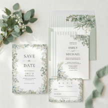 Watercolor Greenery Eucalpytus Wedding Stationery