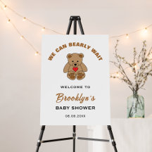 We Can Bearly Wait Brown Teddy Bear Baby Shower