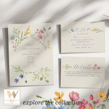 Colorful Wildflower Wedding Invitation Suite