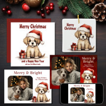 Cute Santa Puppy Dog Christmas Holiday Collection