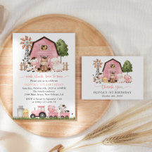 Farm Animals, Pink Barn First Birthday Collection