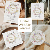 Modern Wildflower Floral Wreath Wedding