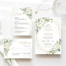 Sage Green Gold White Floral Wedding Suite