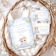 Blue Bunny Floral Baby Shower