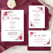 Burgundy Watercolor Floral Wedding