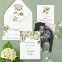 Green Hydrangea Wedding Invitation Suite