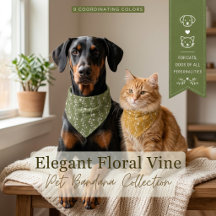 Elegant Floral Vine Pet Bandana Collection
