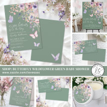 Little Butterfly Sage Green Wildflower Baby Shower