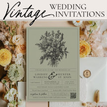 Elegant Vintage Classic Retro Wedding Invitations
