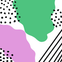 Pink and Green Abstract with Black Lines and Dots 