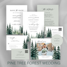 Rustic pine trees green forest mountain wedding