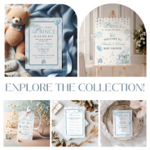 Little Prince Blue Crown & Stars Baby Shower