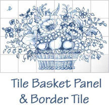 Delft Style Flower and Fruit Basket Tile Panel