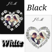 Mariage coeur floral noir et blanc