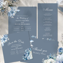 Elegant Dusty Blue Wildflower Wedding Suite