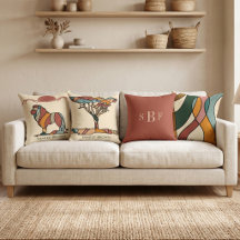 Serene Savanna Boho Mid Century Throw Pillows