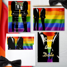 Elegant Modern Gay Men Wedding Rainbow Collection