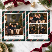 Preppy Traditional style Holiday photo cards