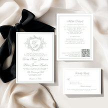 Sage green classic crest monogram wedding