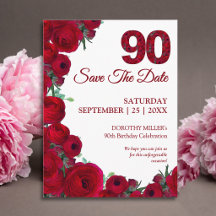 Bold Red Floral Milestone Invitations