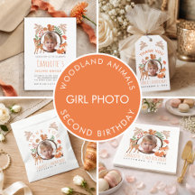Woodland Animals Girl Photo Second Birthday Party