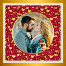 Personalized Gold, Red Hearts Valentine's Day Gift