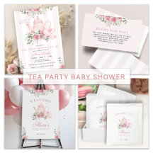 Baby is brewing pink tea party baby shower