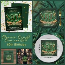 Glamorous Emerald Green and Gold 60th Birthday