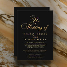 Elegant Black Gold Script Wedding Suite