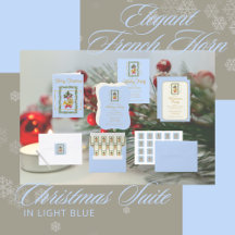 Elegant French Horn Christmas Suite in Light Blue