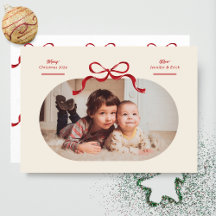Red Bows Modern Festive Retro Christmas Holiday